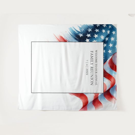 Patriottische achtergrond Amerikaanse vlag rood wi Wandkleed (Voorkant (horizontaal))