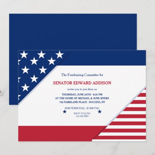 Patriottische achtergronduitnodiging kaart (Voorkant / Achterkant)