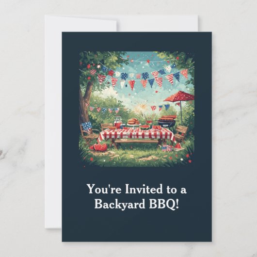 Patriottische achtertuin BBQ-scène – 4 juli Kaart (Voorkant)