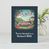 Patriottische achtertuin BBQ-scène – 4 juli Kaart (Staand voorkant)