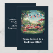 Patriottische achtertuin BBQ-scène – 4 juli Kaart (Voorkant / Achterkant)