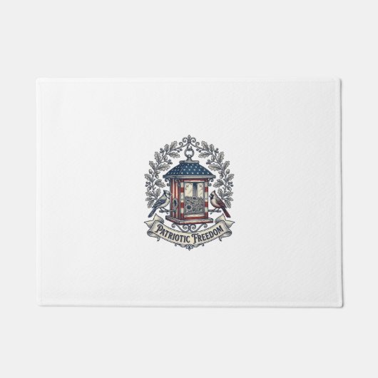 Patriottische achtertuin vogelvoeder vector grafis deurmat (Voorkant)
