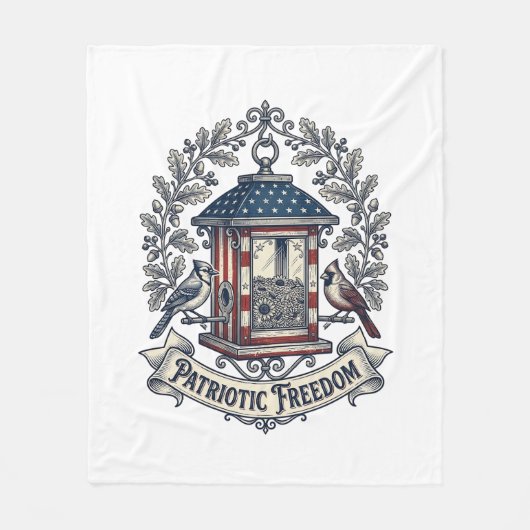 Patriottische Achtertuin Vogelvoeder Vector Grafis Fleece Deken (Voorkant)