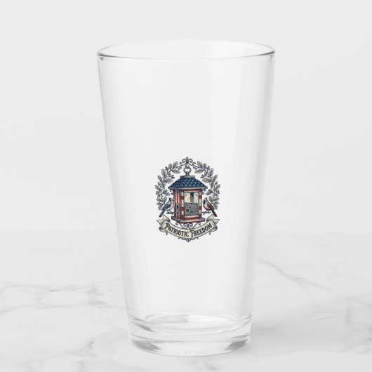 Patriottische Achtertuin Vogelvoeder Vector Grafis Glas (Voorkant)