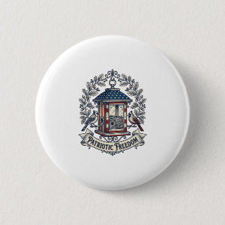 Patriottische Achtertuin Vogelvoeder Vector Grafis Ronde Button 5,7 Cm