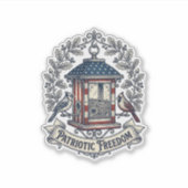 Patriottische achtertuin vogelvoeder vector grafis sticker (Voorkant)
