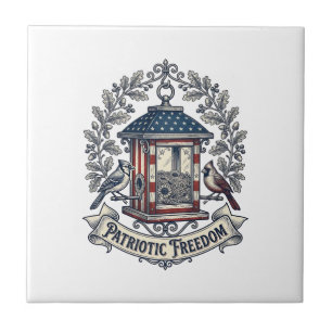 Patriottische Achtertuin Vogelvoeder Vector Grafis Tegeltje