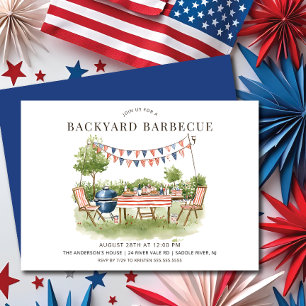 Patriottische achtertuinbarbecue kaart