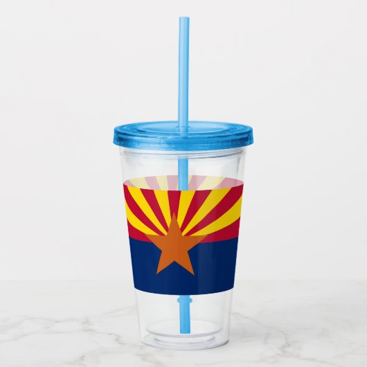 Patriottische Acryl Tumbler met Arizona vlag, Vere Acryl Drinkbeker (Voorkant)