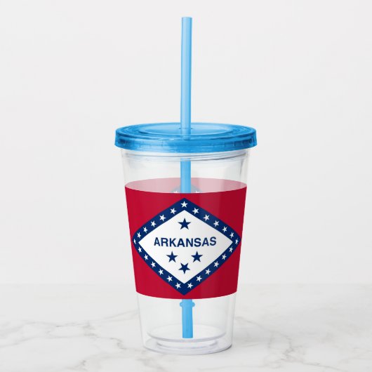 Patriottische Acryl Tumbler met Arkansas vlag, Ver Acryl Drinkbeker (Voorkant)