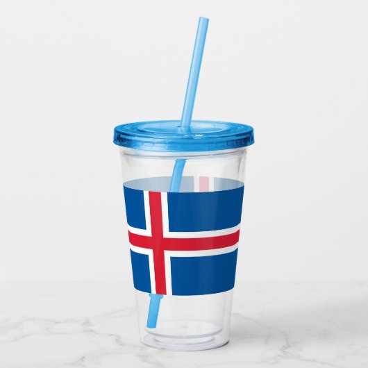 Patriottische Acryl Tumbler met de vlag van IJslan Acryl Drinkbeker (Achterkant)