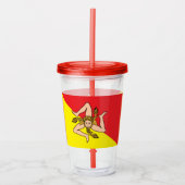 Patriottische Acryl Tumbler met de vlag van Sicili Acryl Drinkbeker (Voorkant)