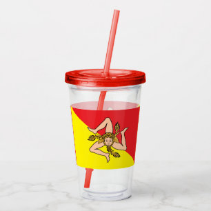 Patriottische Acryl Tumbler met de vlag van Sicili Drinkbeker