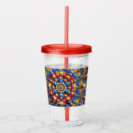 Patriottische Acryl Tumbler met Roemeense kleuren Acryl Drinkbeker (Voorkant)