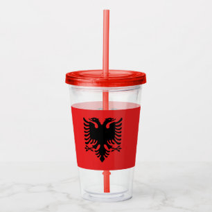 Patriottische Acryl Tumbler met vlag van Albanië Acryl Drinkbeker