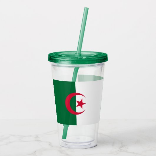 Patriottische Acryl Tumbler met vlag van Algerije Acryl Drinkbeker (Achterkant)