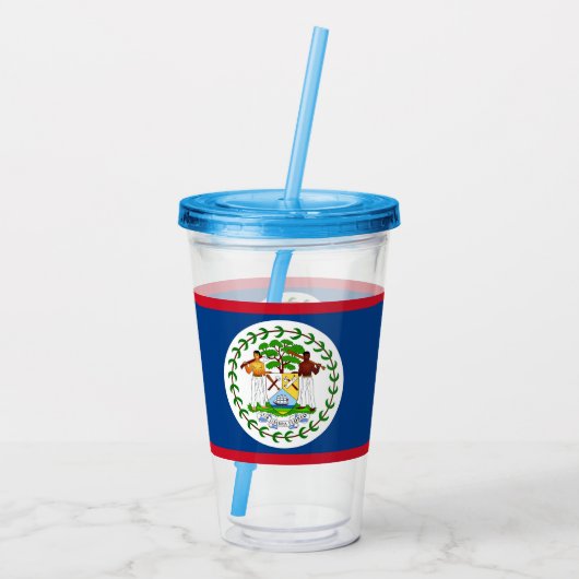 Patriottische Acryl Tumbler met vlag van Belize Drinkbeker (Achterkant)