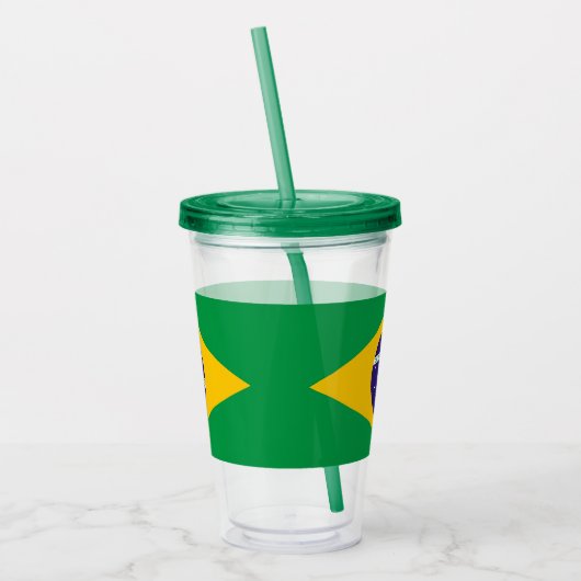 Patriottische Acryl Tumbler met vlag van Brazilië Acryl Drinkbeker (Links)