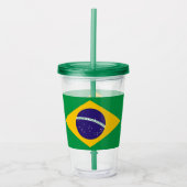 Patriottische Acryl Tumbler met vlag van Brazilië Acryl Drinkbeker (Voorkant)