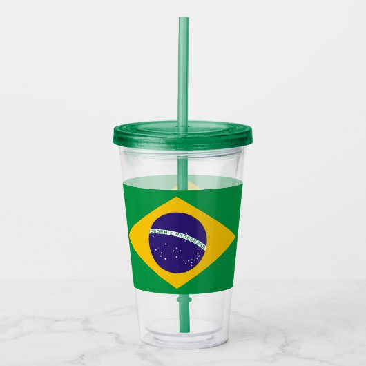 Patriottische Acryl Tumbler met vlag van Brazilië Acryl Drinkbeker (Voorkant)