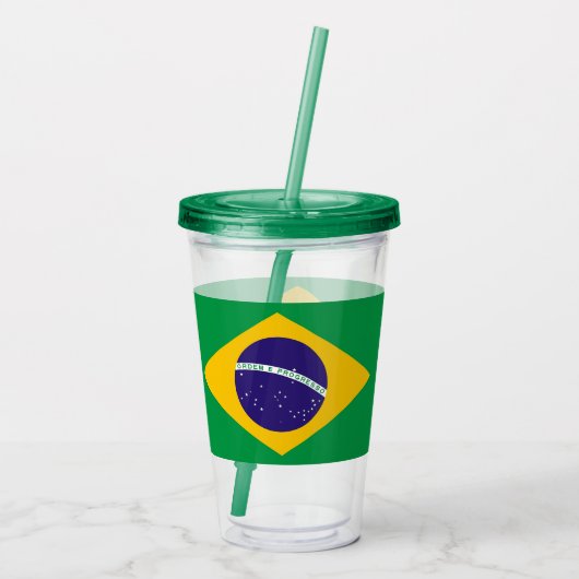 Patriottische Acryl Tumbler met vlag van Brazilië Acryl Drinkbeker (Achterkant)