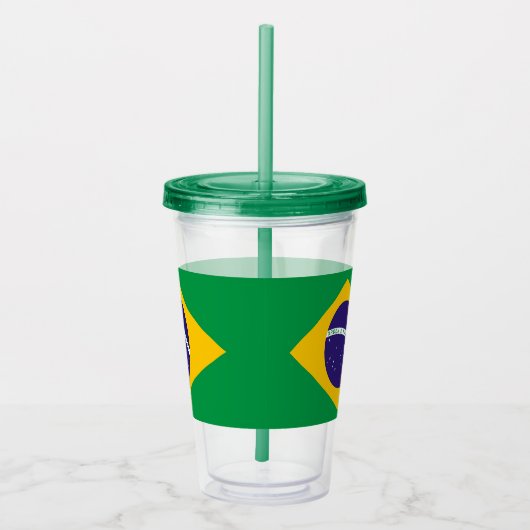 Patriottische Acryl Tumbler met vlag van Brazilië Acryl Drinkbeker (Rechts)