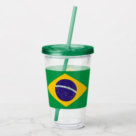 Patriottische Acryl Tumbler met vlag van Brazilië Drinkbeker
