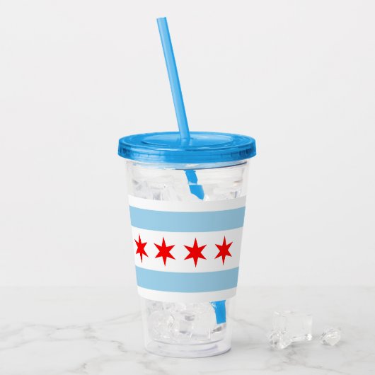 Patriottische Acryl Tumbler met vlag van Chicago Drinkbeker (Voorkant ijs)