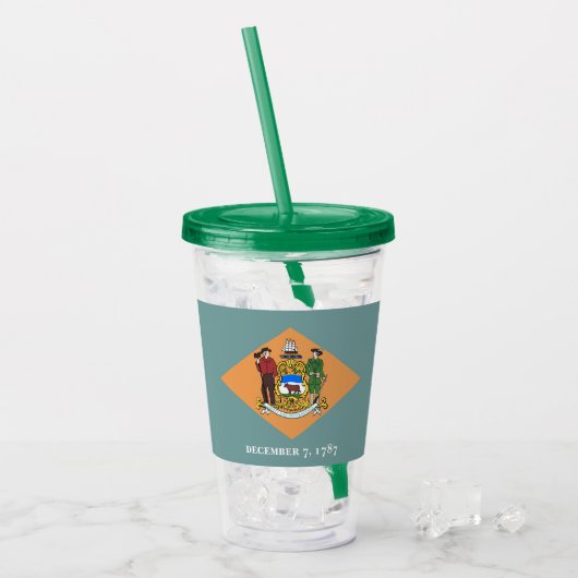 Patriottische Acryl Tumbler met vlag van Delaware Acryl Drinkbeker (Voorkant ijs)
