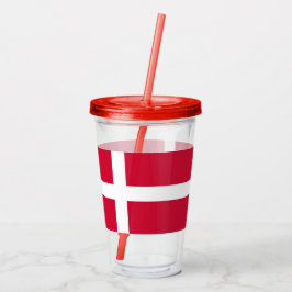 Patriottische Acryl Tumbler met vlag van Denemarke Drinkbeker