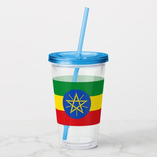Patriottische Acryl Tumbler met vlag van Ethiopië Drinkbeker (Achterkant)