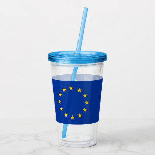Patriottische Acryl Tumbler met vlag van Europa Drinkbeker