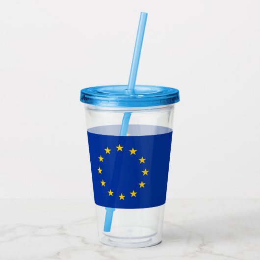 Patriottische Acryl Tumbler met vlag van Europa Drinkbeker (Achterkant)