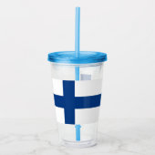 Patriottische Acryl Tumbler met vlag van Finland Acryl Drinkbeker (Voorkant)