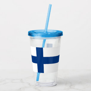 Patriottische Acryl Tumbler met vlag van Finland Drinkbeker