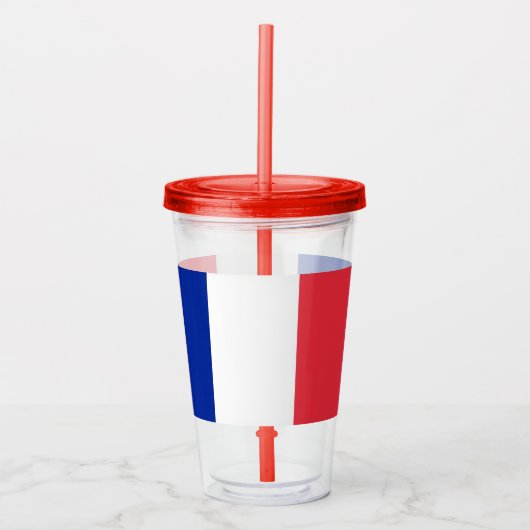 Patriottische Acryl Tumbler met vlag van Frankrijk Acryl Drinkbeker (Voorkant)