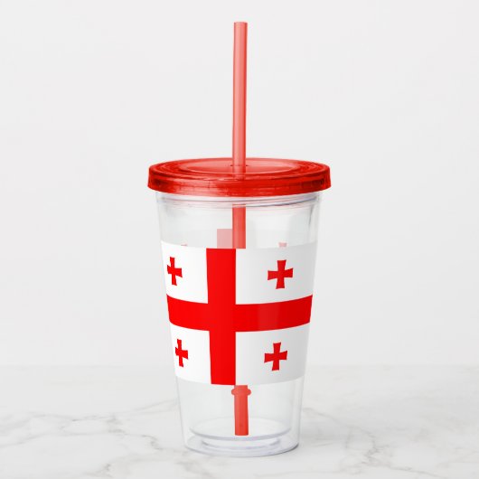 Patriottische Acryl Tumbler met vlag van Georgië Acryl Drinkbeker (Voorkant)
