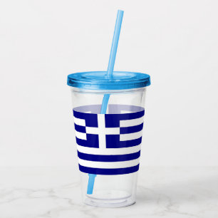 Patriottische Acryl Tumbler met vlag van Griekenla Drinkbeker