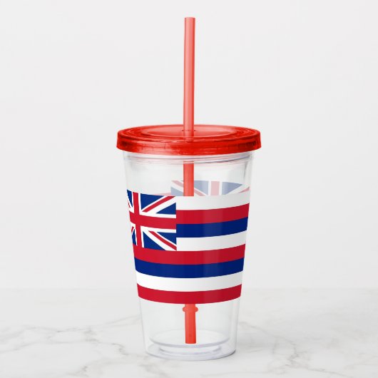 Patriottische Acryl Tumbler met vlag van Hawaï Acryl Drinkbeker (Voorkant)