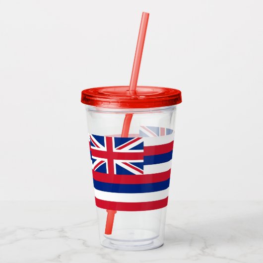 Patriottische Acryl Tumbler met vlag van Hawaï Acryl Drinkbeker (Achterkant)