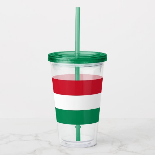 Patriottische Acryl Tumbler met vlag van Hongarije Acryl Drinkbeker (Voorkant)