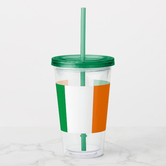 Patriottische Acryl Tumbler met vlag van Ierland Acryl Drinkbeker (Voorkant)