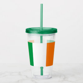 Patriottische Acryl Tumbler met vlag van Ierland Drinkbeker