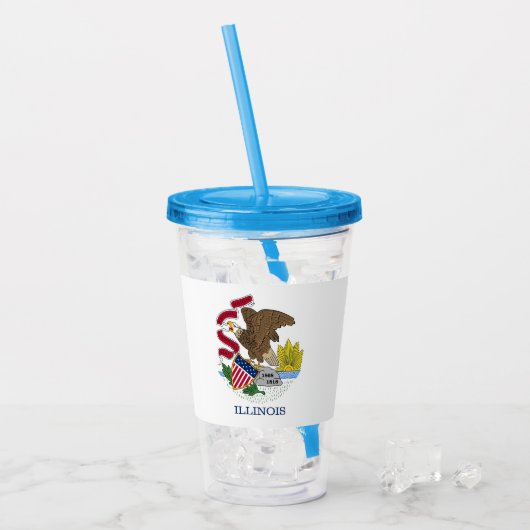 Patriottische Acryl Tumbler met vlag van Illinois Drinkbeker (Voorkant ijs)