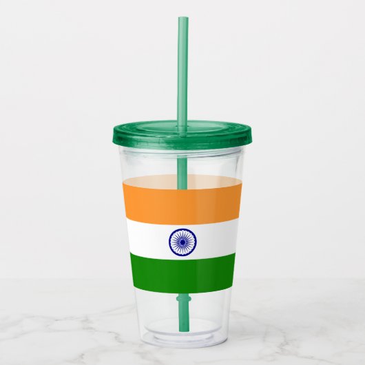 Patriottische Acryl Tumbler met vlag van India Drinkbeker (Voorkant)