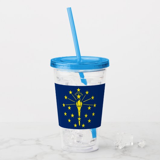 Patriottische Acryl Tumbler met vlag van Indiana Acryl Drinkbeker (Voorkant ijs)