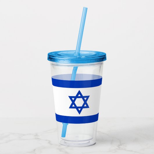 Patriottische Acryl Tumbler met vlag van Israël Acryl Drinkbeker (Achterkant)