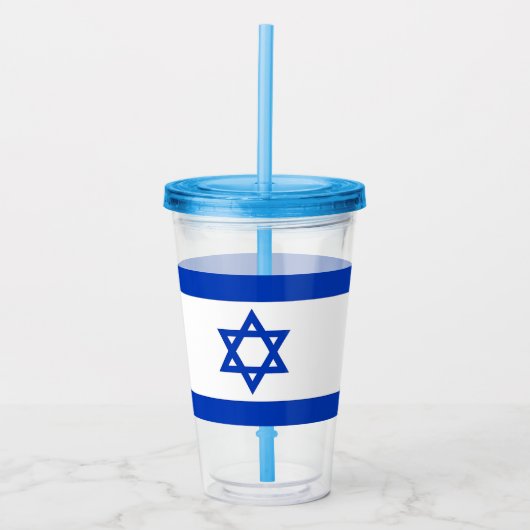 Patriottische Acryl Tumbler met vlag van Israël Acryl Drinkbeker (Voorkant)