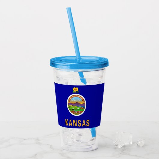 Patriottische Acryl Tumbler met vlag van Kansas Acryl Drinkbeker (Voorkant ijs)