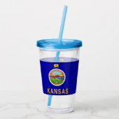 Patriottische Acryl Tumbler met vlag van Kansas Acryl Drinkbeker (Achterkant)